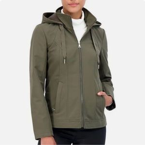 Sebby Juniors Hooded Zippered Rain Jacket, Olive